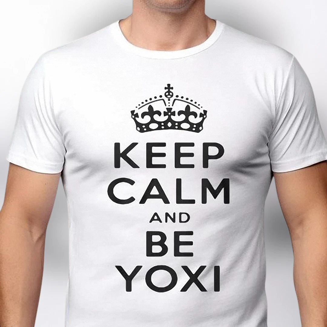 Keep Calm and Be Yoxi Tee, Funny Retro Slogan Parody Graphic T-Shirt Novelty Gift
