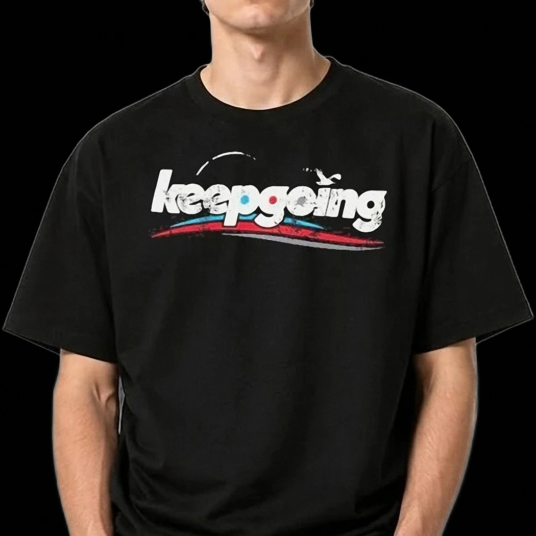 Keep Going Motivational Tee Retro Distressed Keepgoing Slogan Graphic Shirt Positive Mindset Gift for Men and Women