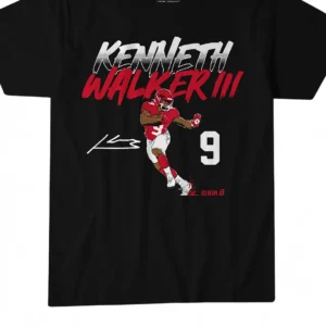 Kenneth Walker III Graphic Tee, Seattle Football RB 9 Signature Fan Shirt for Men and Women available at our Los Angeles warehouse