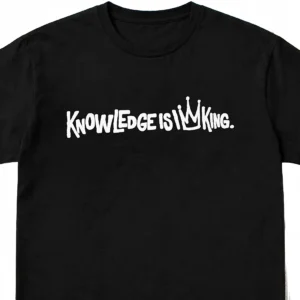 Knowledge Is King Graphic Tee, Minimalist Crown Slogan Shirt for Teachers and Students, Inspirational Streetwear Apparel