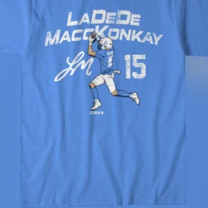 Ladd McConkey 15 Signature Football Graphic Tee, Chargers Game Day Fan Shirt