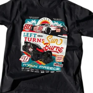 Left Turns and Sun Burns Tee, Vintage Racing Car Graphic Shirt, Retro Motorsport Road Trip Apparel