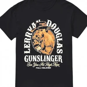 Lerran Douglas Gunslinger See You at High Noon Vintage Western Tee, Retro Cowboy Graphic T-Shirt available at our Los Angeles warehouse