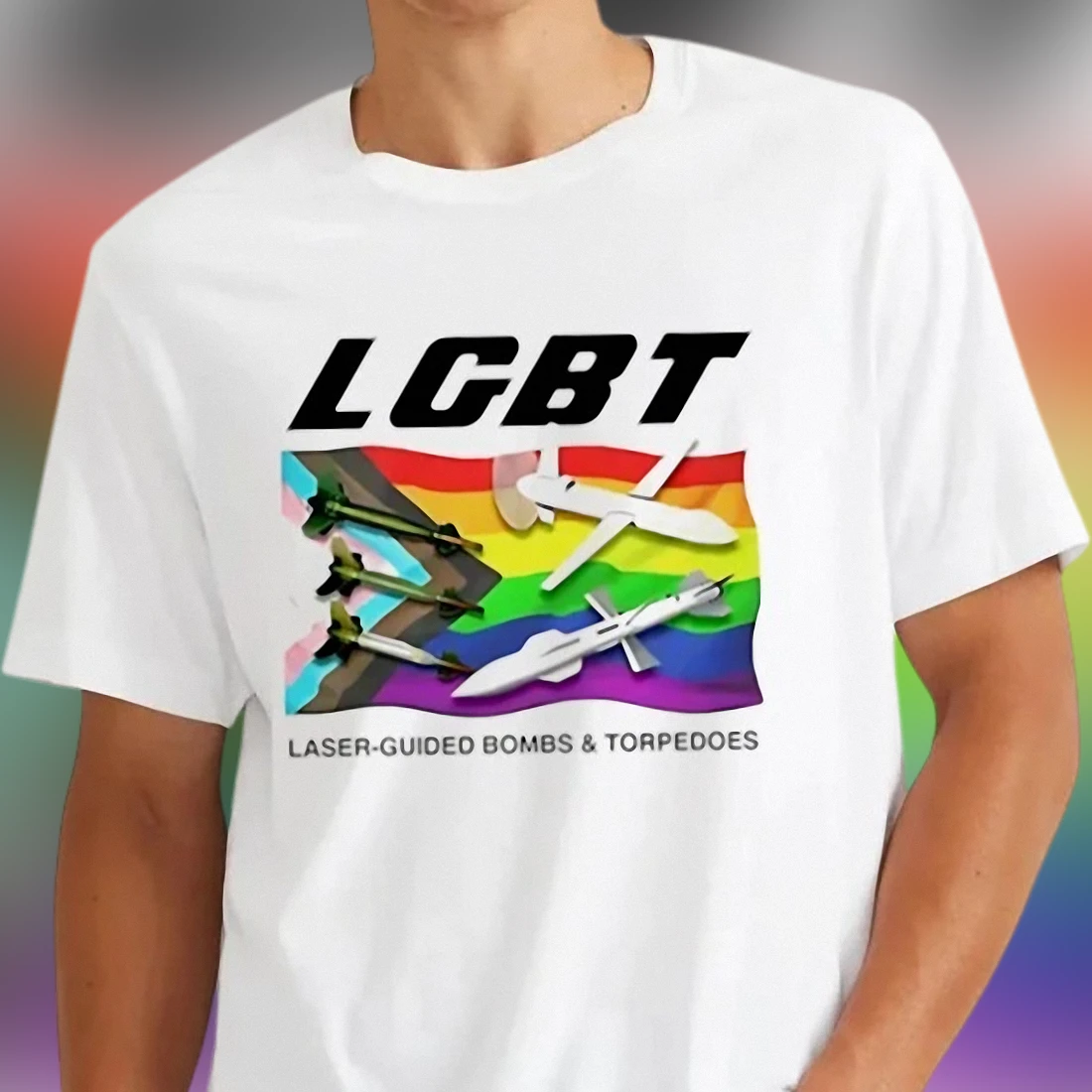 LGBT Laser-Guided Bombs Torpedoes Tee Funny Satirical Pride Parody Graphic T-Shirt