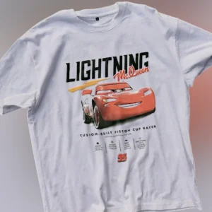 Lightning McQueen Custom-Built Piston Cup Racer 95 Tee, Vintage Retro Racing Graphic T-Shirt available at our Los Angeles warehouse