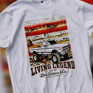 Living Legend Vintage Truck Graphic Tee Retro Americana Canyon Landscape Shirt for Men and Women