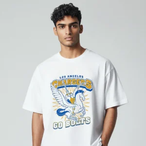 Los Angeles Chargers Go Bolts Tee Hercules Pegasus Graphic Football Shirt available at our Los Angeles warehouse
