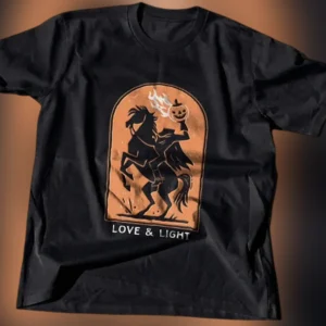 Love Light Headless Horseman Tee Spooky Vintage Halloween Graphic T-Shirt available at our Los Angeles warehouse