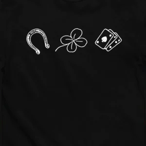 Lucky Symbols Horseshoe Clover Playing Cards Graphic Tee, Minimalist Good Luck Charm T-Shirt
