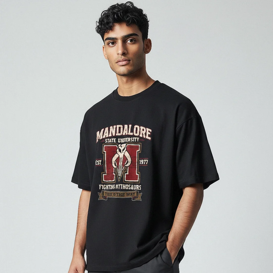 Mandalore State University Fighting Mythosaurs Tee, Vintage — Los Angeles Mandalore State University Fighting Mythosaurs Tee, Vintage Sci-Fi Graphic T-Shirt for Men and Women available at our Los Angeles warehouse