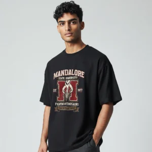 Mandalore State University Fighting Mythosaurs Tee, Vintage Sci-Fi Graphic T-Shirt for Men and Women available at our Los Angeles warehouse