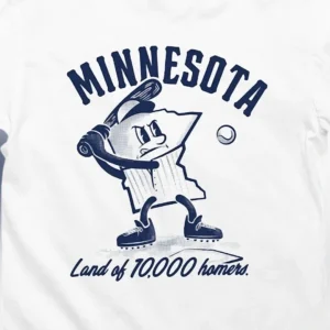Minnesota Land of 10,000 Homers Baseball Tee, Vintage State Mascot Graphic Shirt, Funny Minnesota Sports Fan Game Day Gift
