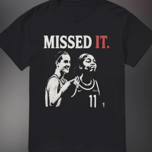Missed It Caitlin Clark Basketball Graphic Tee, Funny Sarcastic Sports Meme T-Shirt for WNBA Fans