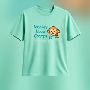 Monkey Never Cramps Tee Funny Cute Cartoon Animal Graphic T-Shirt available at our Los Angeles warehouse