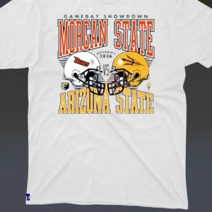 Morgan State vs Arizona State Gameday Showdown Tee, College Football Rivalry Matchup Graphic T-Shirt available at our Los Angeles warehouse