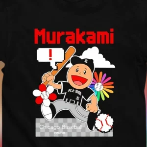Murakami Chicago Baseball Graphic Tee, Retro Pixel Art Fan Shirt, Unisex Baseball Streetwear Gift