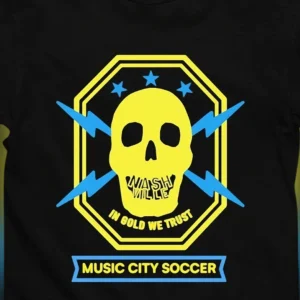 Music City Soccer In Gold We Trust Tee, Nashville Washville Skull Graphic T-Shirt