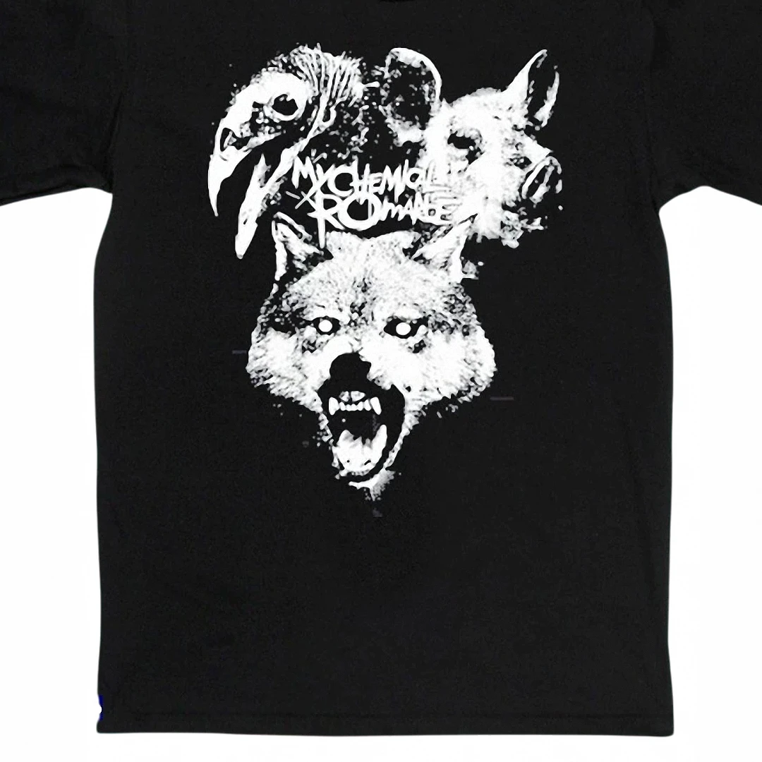 My Chemical Romance Tee, Vintage Emo Rock Band Graphic Shirt, Wolf Dark Aesthetic Concert Apparel for Music Fans