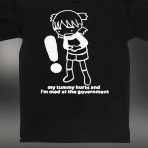 My Tummy Hurts and I'm Mad at the Government Tee Funny Anime Yotsuba Meme Graphic Shirt available at our Los Angeles warehouse
