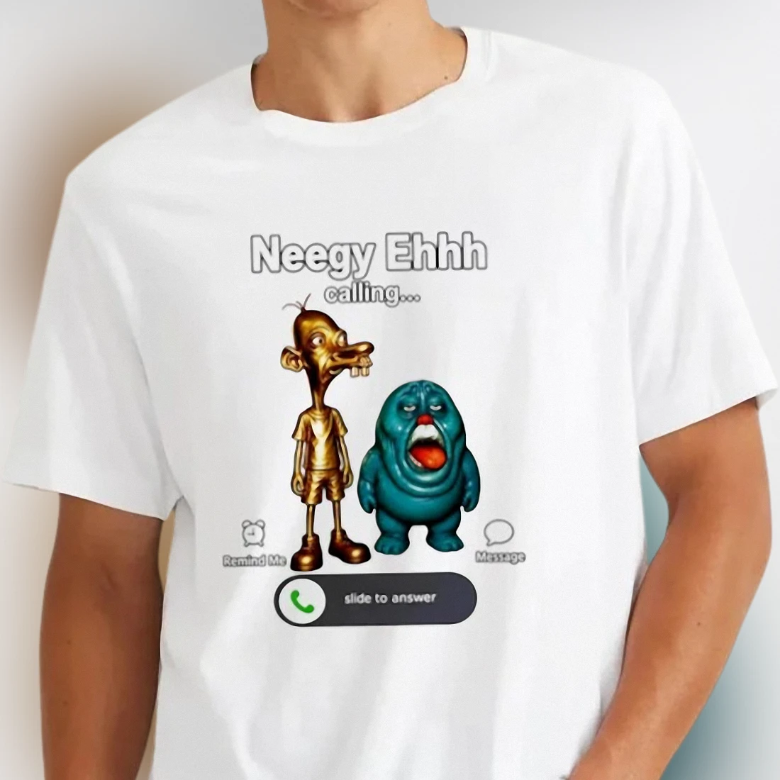 Neegy Ehhh Calling Tee Funny Meme Incoming Call Graphic T-Shirt Absurd Internet Humor Shirt