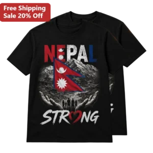 Nepal Strong Tee Himalayan Flag Graphic Nepali Pride Gift for Men Women Flood Relief Supporters available at our Los Angeles warehouse