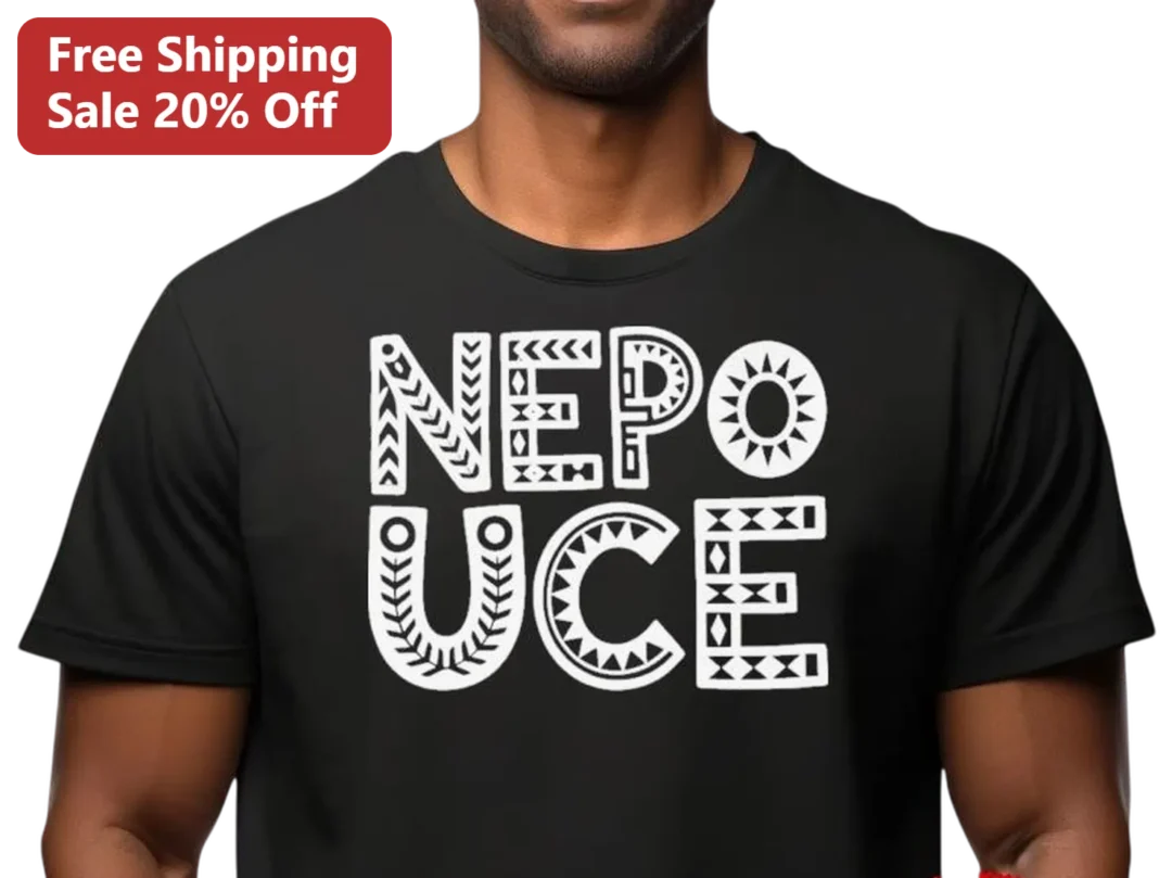 NEPOUCE Tribal Geometric Graphic Tee, Trendy Black Streetwear Shirt for Men Women available at our Los Angeles warehouse