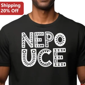 NEPOUCE Tribal Geometric Graphic Tee, Trendy Black Streetwear Shirt for Men Women available at our Los Angeles warehouse