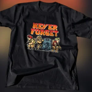 Never Forget Retro Pixel Arcade Tee, Metal Slug Soldiers Gaming Graphic T-Shirt for Men and Women available at our Los Angeles warehouse
