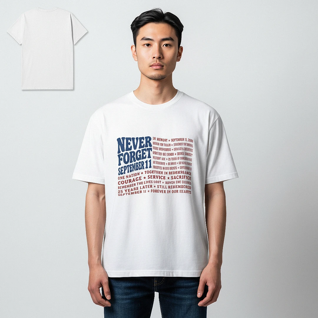 Never Forget September 11 Memorial Flag Graphic Tee, 9/11 Re — Los Angeles Never Forget September 11 Memorial Flag Graphic Tee, 9/11 Remembrance Patriotic Tribute Shirt available at our Los Angeles warehouse