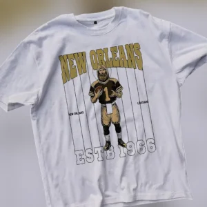 New Orleans Louisiana Estb 1966 Tee Vintage Sports Quarterback Graphic T-Shirt available at our Los Angeles warehouse