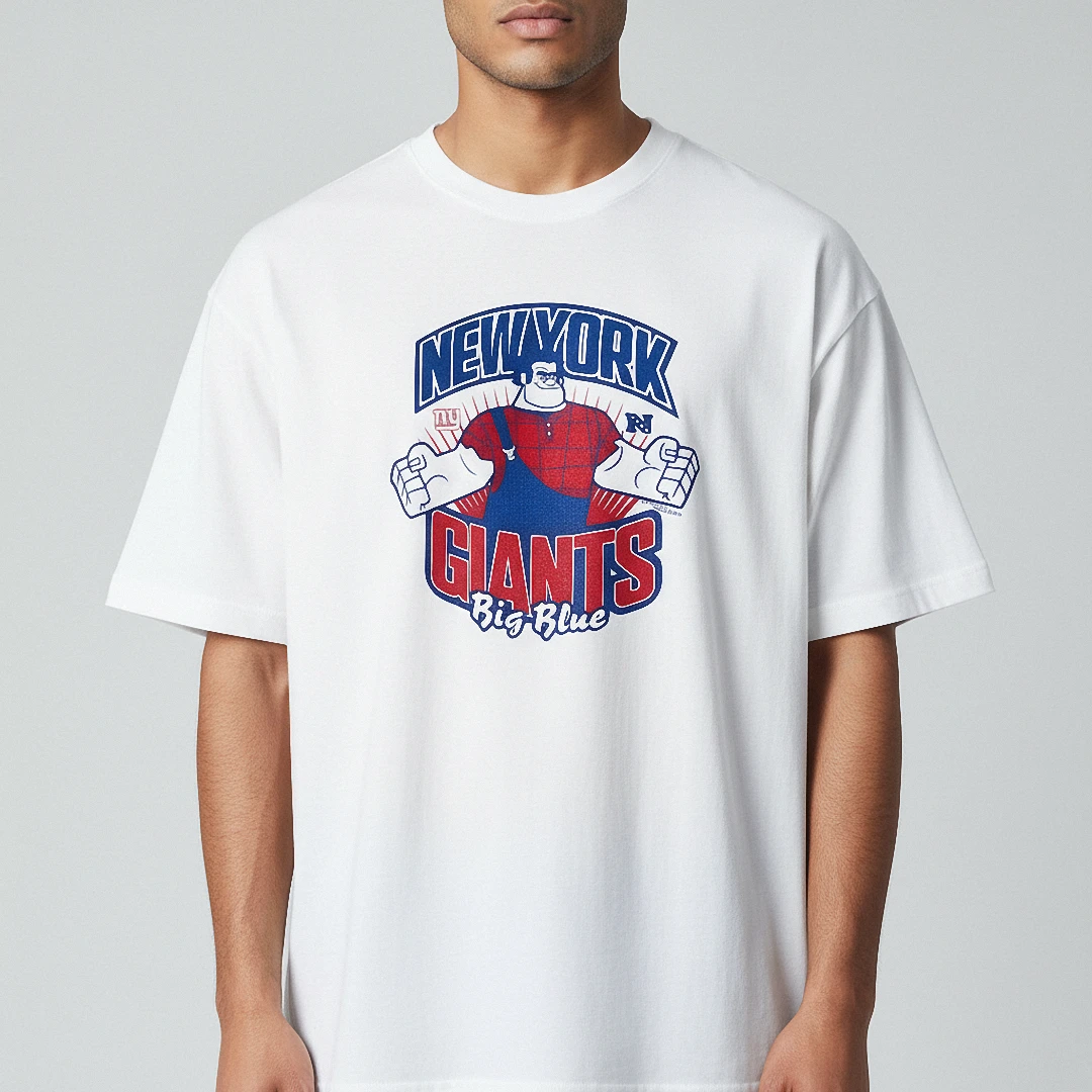 New York Giants Big Blue Tee Wreck It Ralph Mascot Graphic T-Shirt available at our Los Angeles warehouse