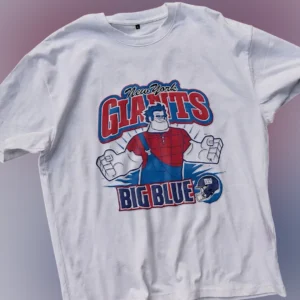 New York Giants Big Blue Tee Wreck-It Ralph Vintage Football Fan Graphic Shirt available at our Los Angeles warehouse