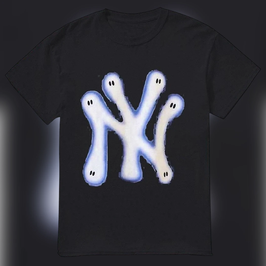 New York Yankees Ghost Logo Tee, Spooky NY Streetwear Graphic Shirt, Baseball Fan Gift Unisex Vintage Tee