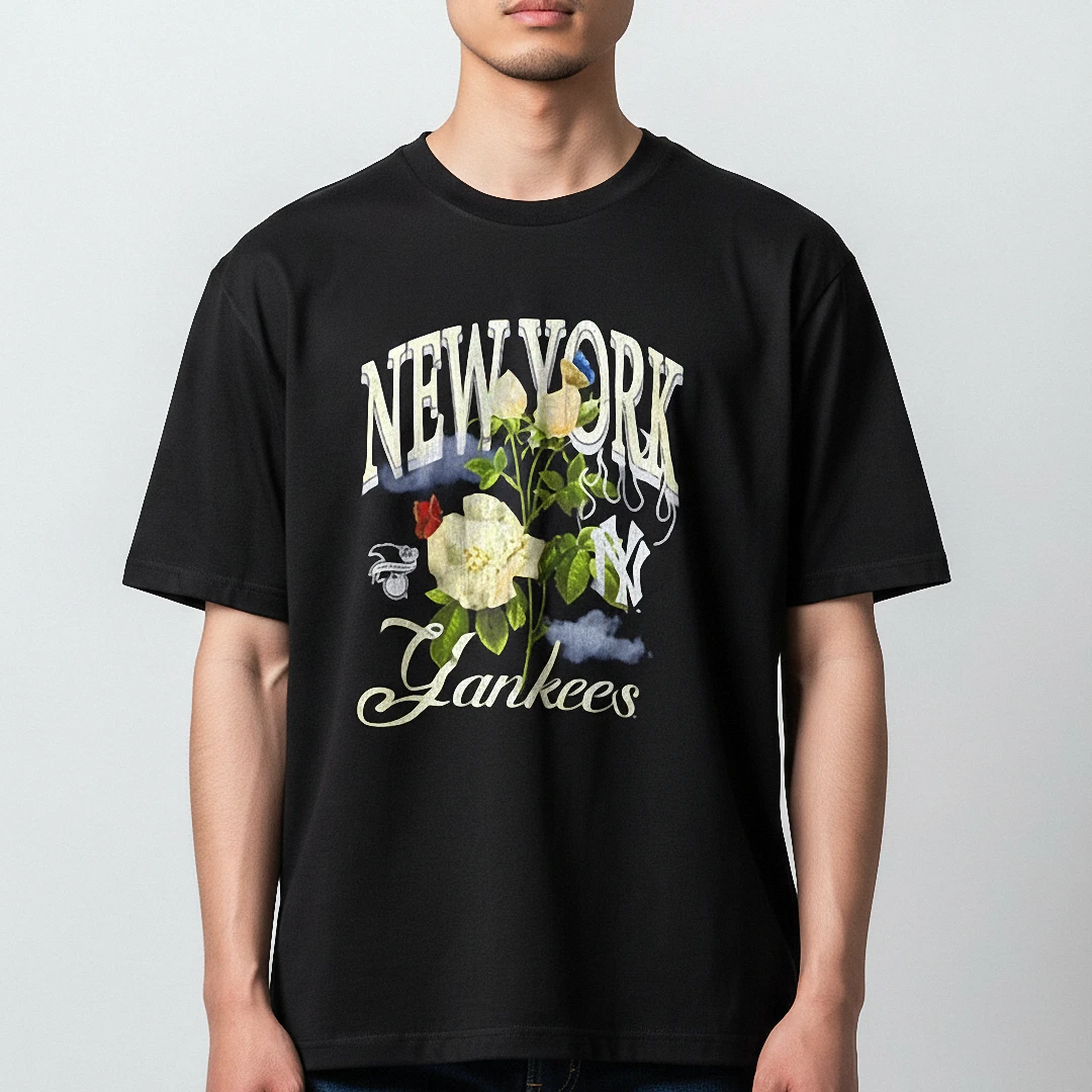 New York Yankees Tee Vintage Floral Graphic Baseball T-Shirt for Fans available at our Los Angeles warehouse