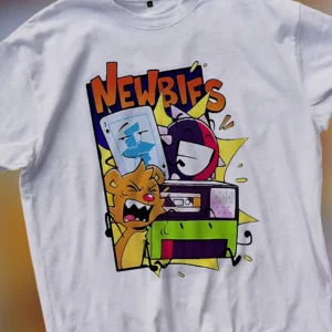 Newbies Tee Cartoon Character Graphic T-Shirt for Indie Animation Fans