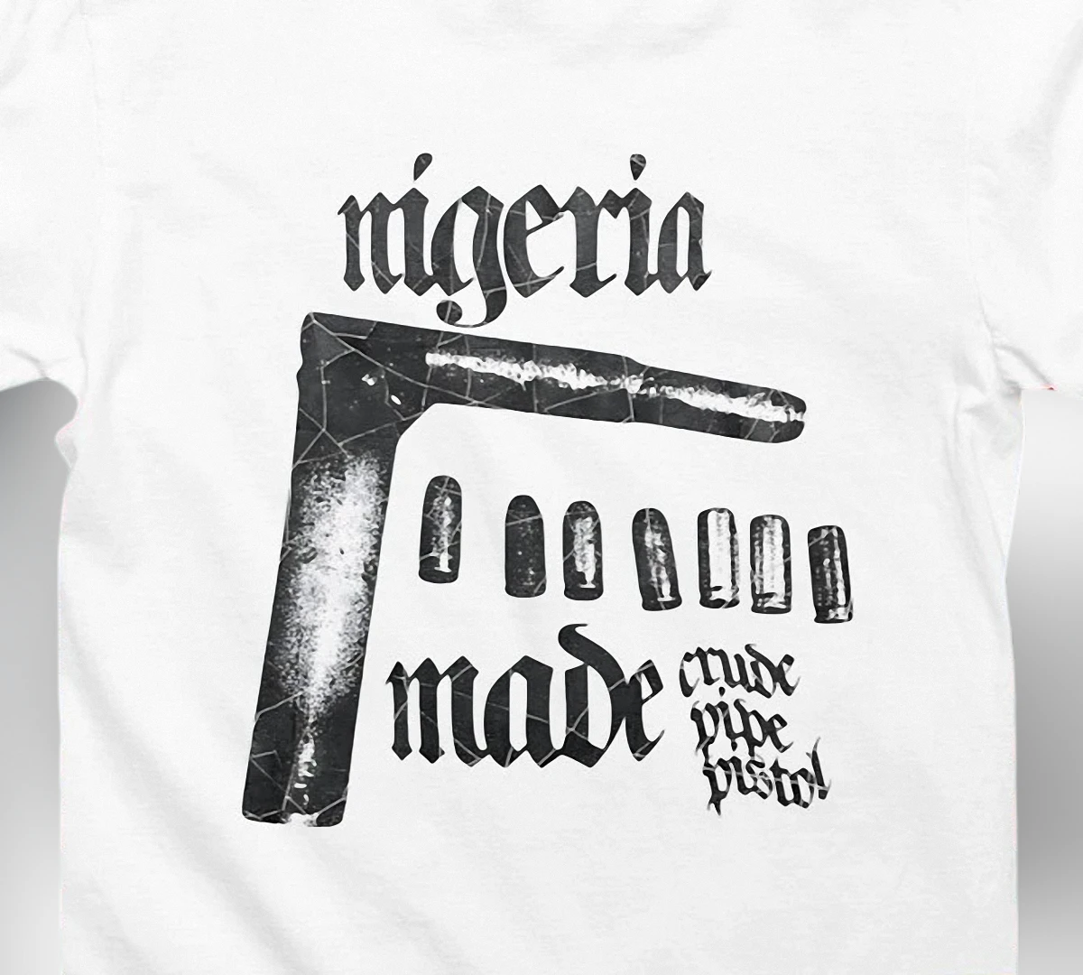 Nigeria Made Crude Pipe Pistol Tee Gritty Streetwear Graphic T-Shirt