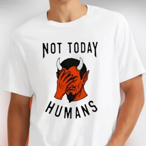 Not Today Humans Red Devil Facepalm Tee Sarcastic Introvert Graphic Shirt