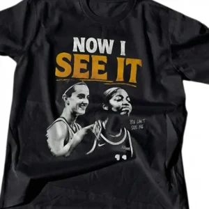 Now I See It You Can't See Me Caitlin Clark Angel Reese Tee, Vintage Basketball Rivalry Graphic Shirt for Sports Fans