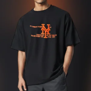 NYC Tee Distressed Orange Monogram New York City Shirt Oversized Streetwear Graphic Tee