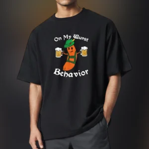 On My Wurst Behavior Tee, Funny Oktoberfest German Beer Festival Graphic T-Shirt