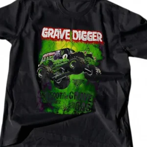 One Foot in the Grave The Other on the Gas Tee, Vintage Monster Truck Racing Graphic Shirt