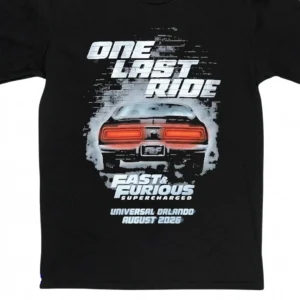 One Last Ride Fast Furious Supercharged Universal Orlando August 2026 Tee, Muscle Car Theme Park Fan available at our Los Angeles warehouse