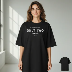Only Two Genders XX XY Graphic Tee Est From The Beginning Slogan T-Shirt available at our Los Angeles warehouse