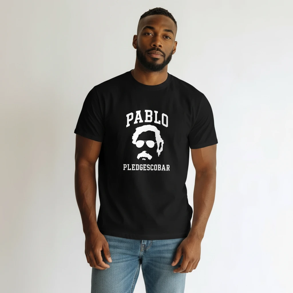 Pablo Pledgescobar Parody Graphic Tee Funny Meme Shirt for S — Los Angeles Pablo Pledgescobar Parody Graphic Tee Funny Meme Shirt for Streetwear Fans available at our Los Angeles warehouse