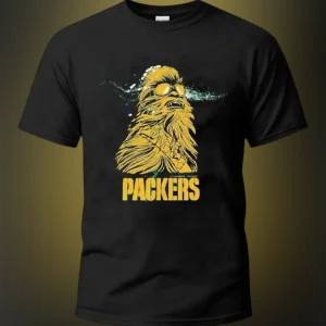 Packers Chewbacca Sunglasses Tee, Funny Star Wars Green Bay Football Mashup Graphic Shirt for Fans available at our Los Angeles warehouse