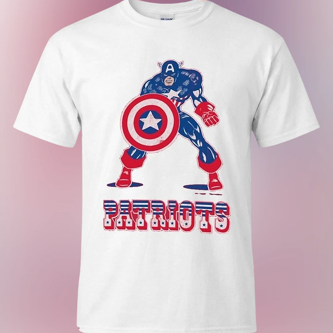 Patriots Captain America Vintage Graphic Tee, Patriotic Superhero Marvel Fan Shirt for Game Day available at our Los Angeles warehouse