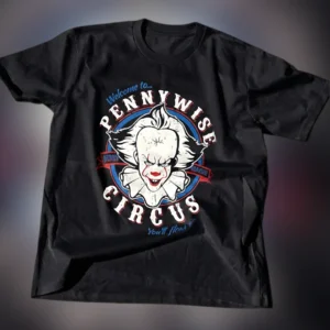 Pennywise Circus Derry Maine You'll Float Too Tee, Vintage Horror Clown Graphic T-Shirt Gift for Fan available at our Los Angeles warehouse