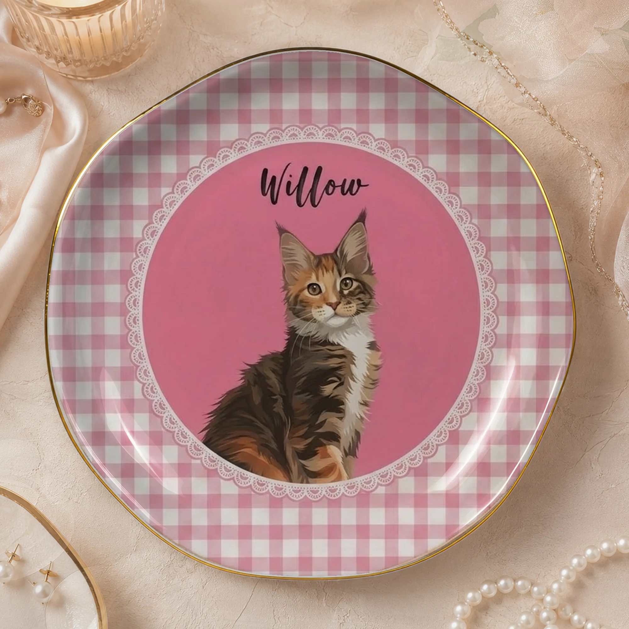 Personalized Pet Portrait Trinket Dish Custom Ceramic Jewelry Ring Tray Keepsake Catchall Dish Gift for Dog Cat Lover