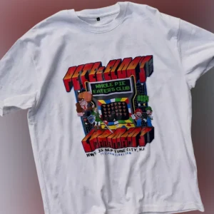 Pete Elda's Whole Pie Eater's Club Pizzeria Tee, Retro Arcade Neptune City NJ Shirt available at our Los Angeles warehouse