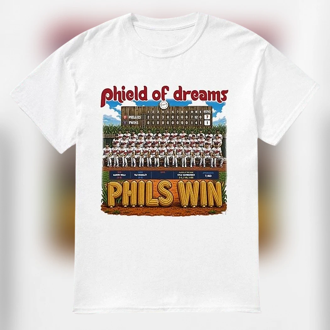 Phield of Dreams Phils Win Baseball Tee Retro Philadelphia Phillies Fan Graphic Shirt